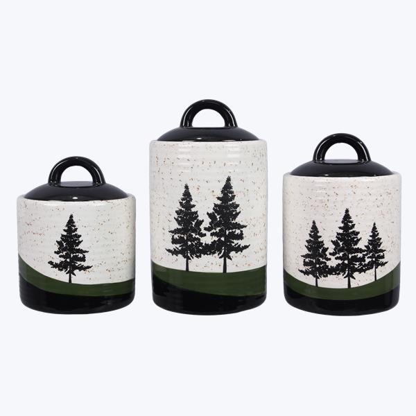 Ceramic Forest Retreat Canister Set-3 pcs