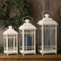 Traditional Ivory Metal Lantern (Set of 3)
