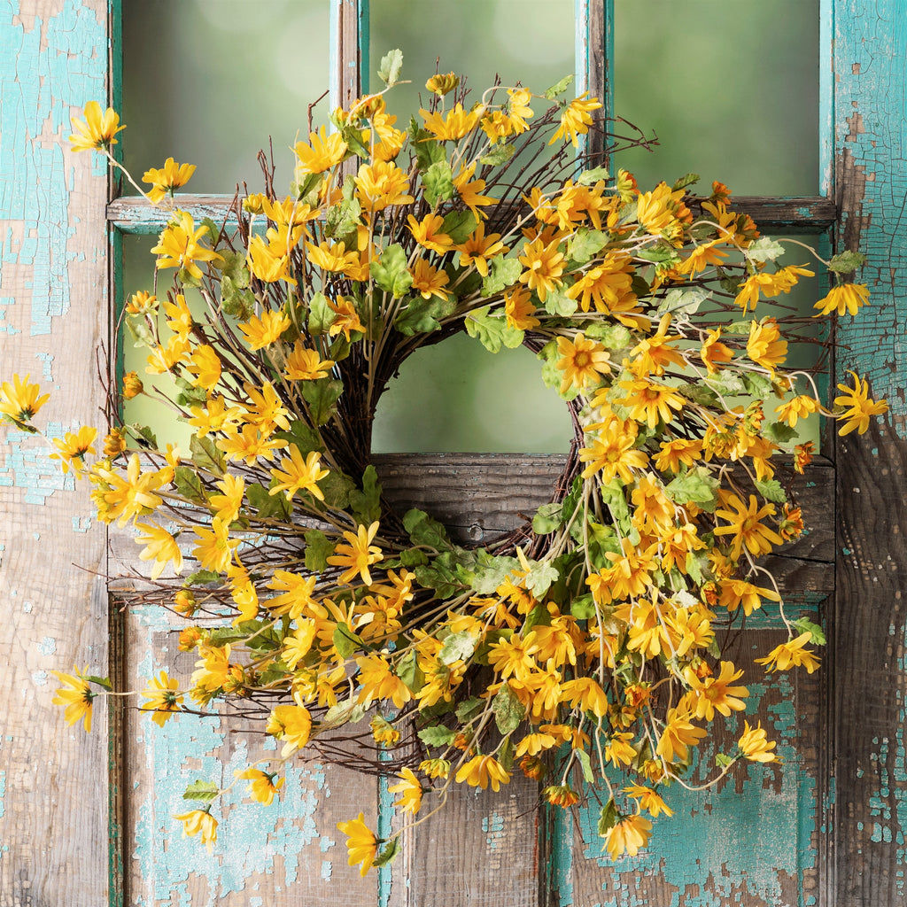 Yellow Daisy Floral Wreath 23"D