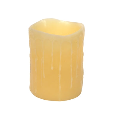 LED Wax Dripping Pillar Candle (Set of 3) 4"Dx5"H Wax/Plastic - 2 D Batteries Not Incld.