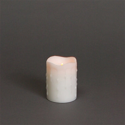 LED Wax Dripping Pillar Candle (Set of 4) 3"Dx4"H Wax/Plastic - 2 C Batteries Not Incld.
