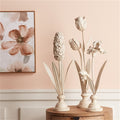 Distressed Ivory Floral Stem Sculpture (Set of 3)