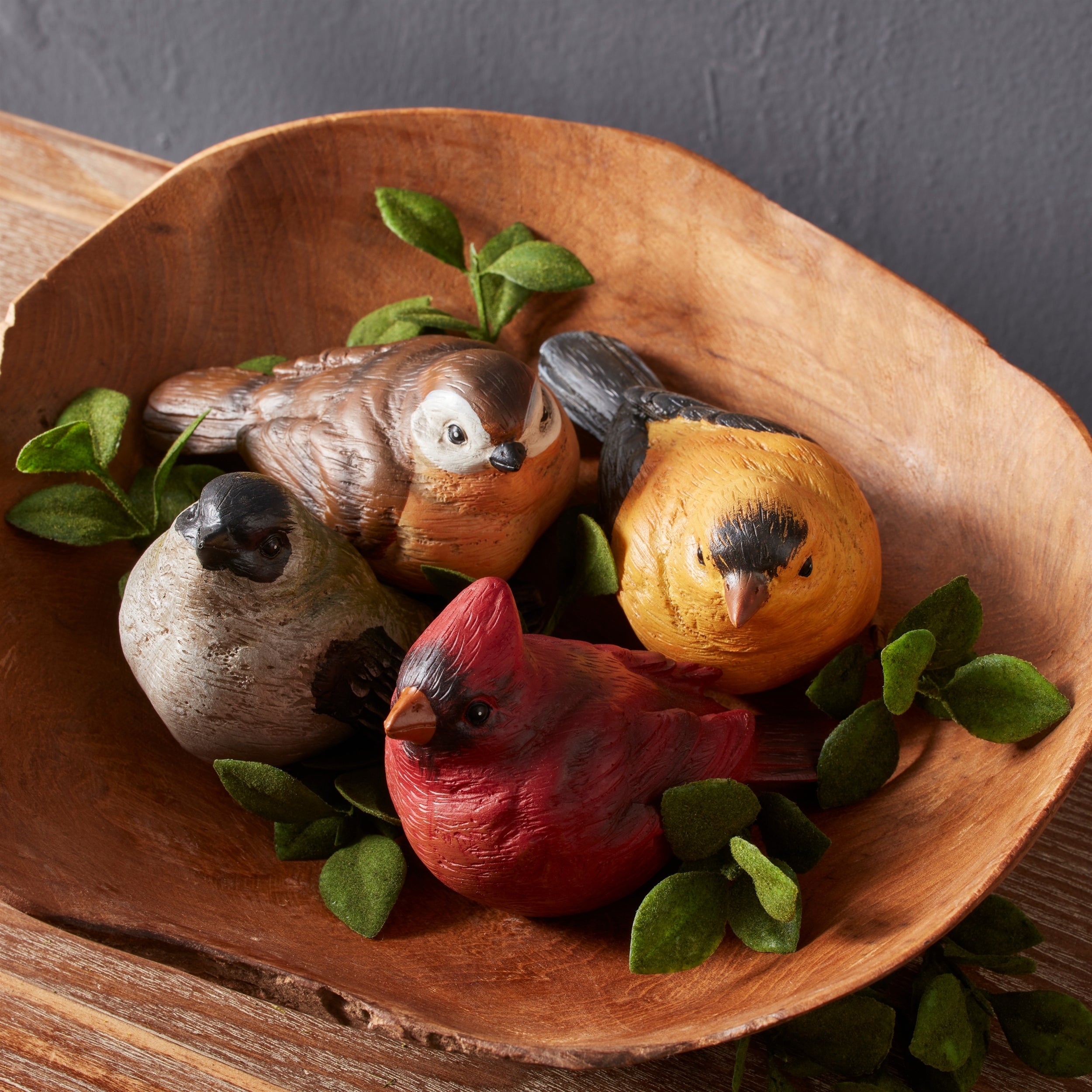 Realistic Painted Tabletop Bird Figurine (Set of 12)