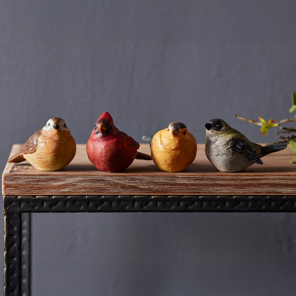 Realistic Painted Tabletop Bird Figurine (Set of 12)