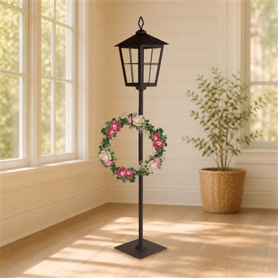 Metal Lantern Post with Wreath Holder 43.25"H