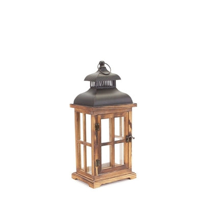 Rustic Wood and Metal Lantern (Set of 2)