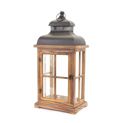 Rustic Wood and Metal Lantern (Set of 2)