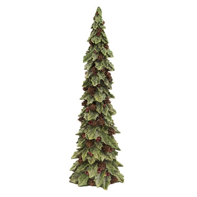 Holly Leaf Holiday Trees with Pinecone Accents (Set of 2)