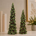 Holly Leaf Holiday Trees with Pinecone Accents (Set of 2)