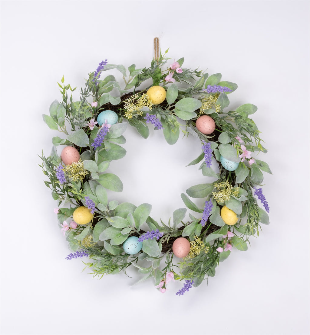 Daisy Egg Floral Wreath 22"D