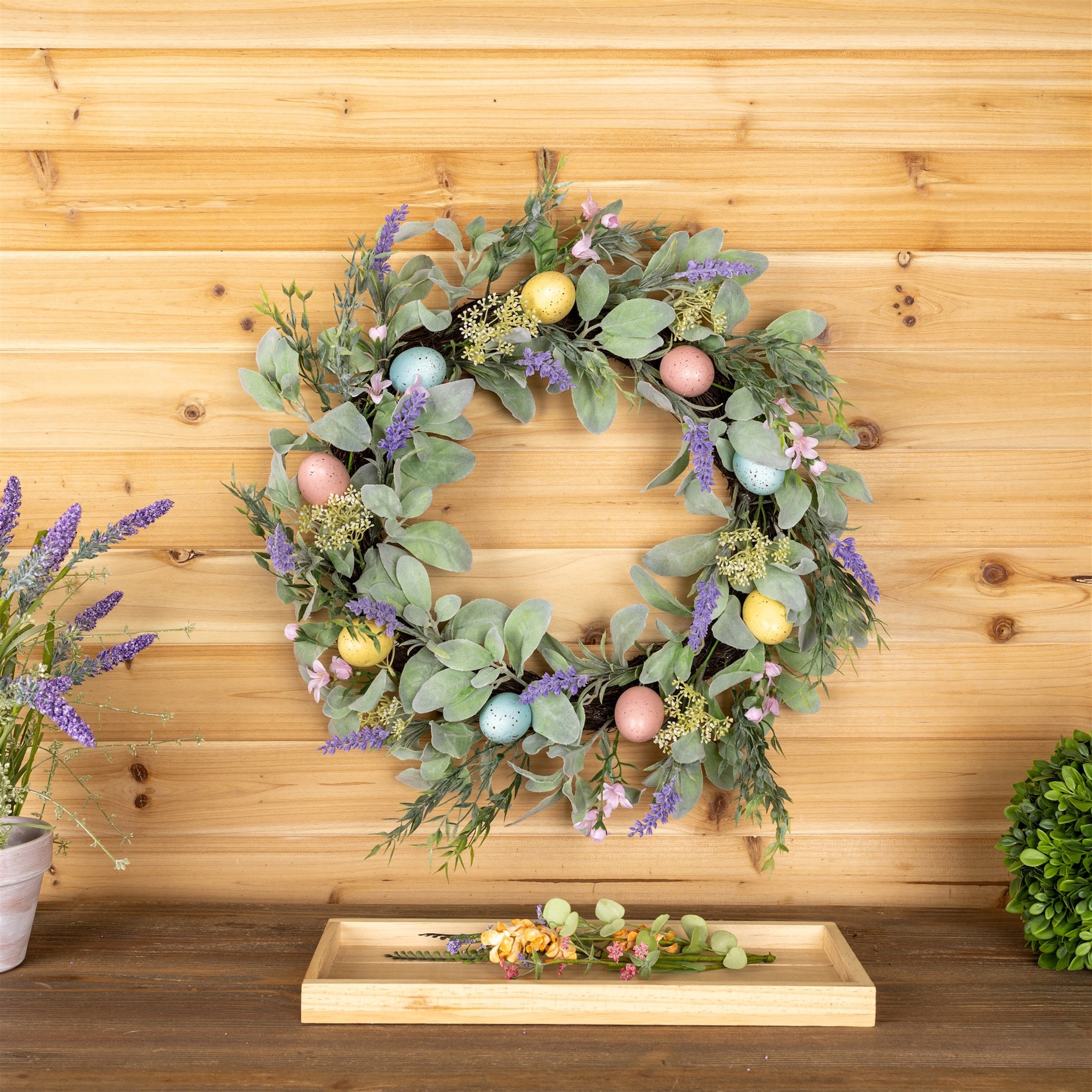 Daisy Egg Floral Wreath 22"D