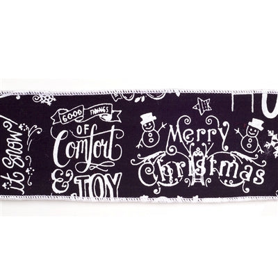 Black and White Christmas Sentiment Ribbon (Set of 2)