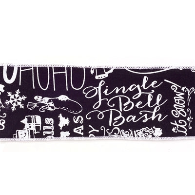 Black and White Christmas Sentiment Ribbon (Set of 2)