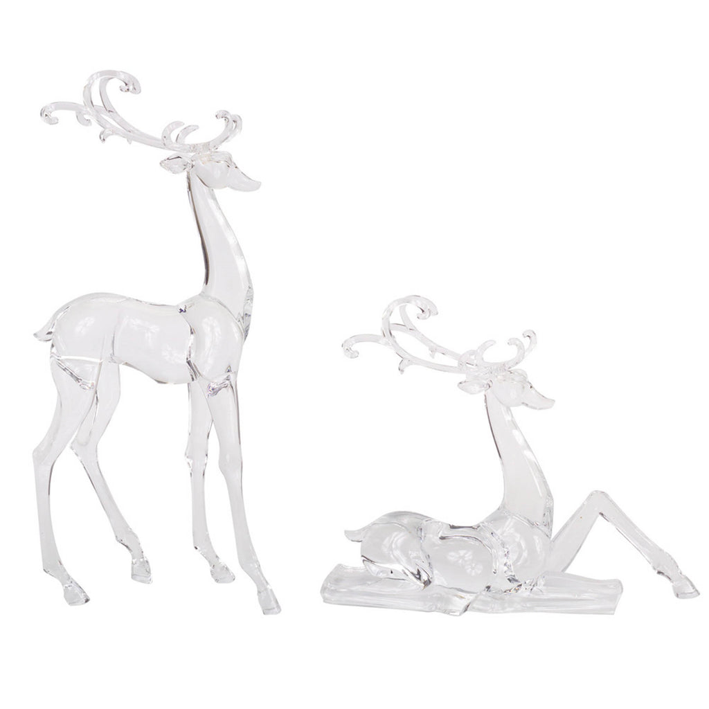 Modern Clear Acrylic Holiday Deer Figurine (Set of 2)