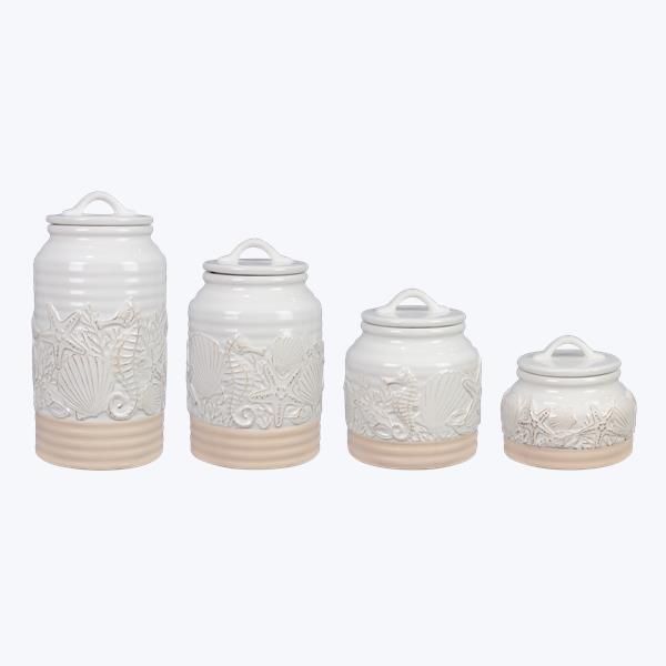 Coastal Ceramic Canister Set-4 pcs