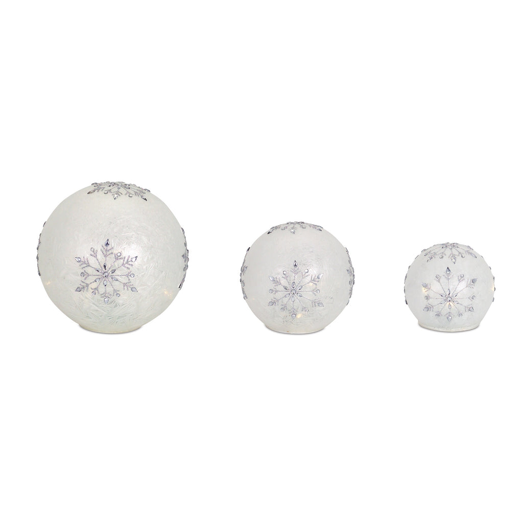 LED Frosted Snowflake Jewel Globe (Set of 3)