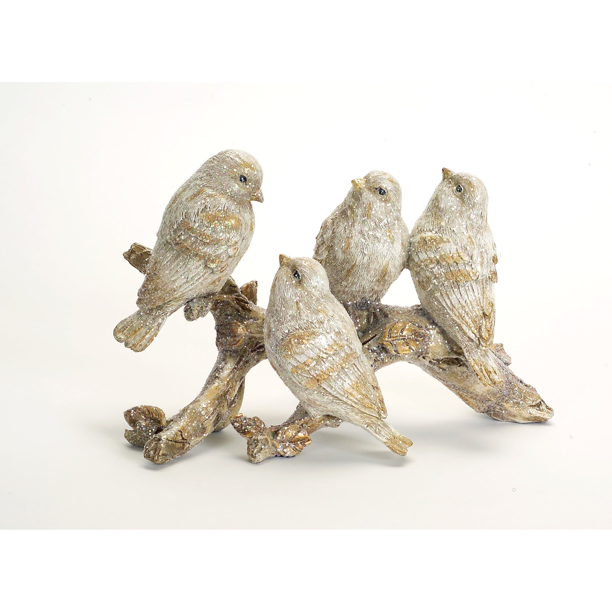 Gold Brushed Birds on a Branch Figurine (Set of 2)