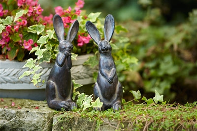 Brown Long Ear Rabbit Statue (Set of 2)