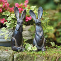 Brown Long Ear Rabbit Statue (Set of 2)