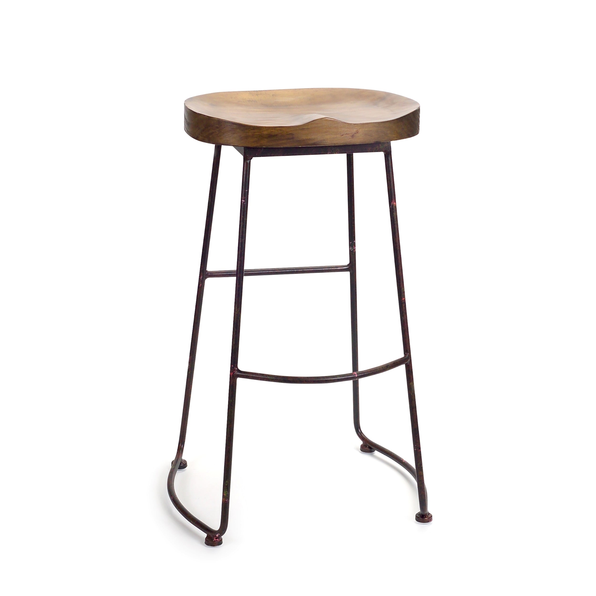 Industrial Wood Bucket Seat Stool 30"H
