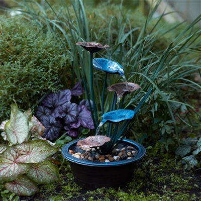 Bronze Metal Lotus Leaf Fountain 22"H