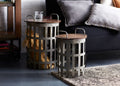 Metal and Wood Side Basket Tables (Set of 2)