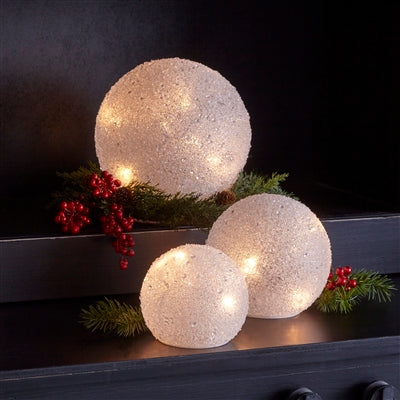LED Frosted Snowball Globe (Set of 3)