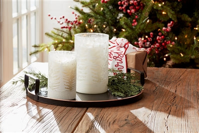 Frosted Votive Candle Holder with Snowy Forest (Set of 4)