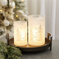 Frosted Votive Candle Holder with Snowy Forest (Set of 4)