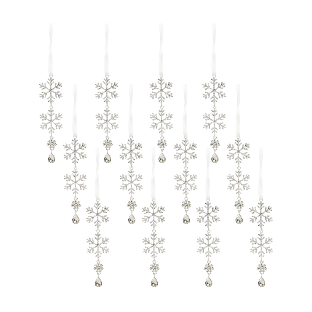 Jewel Tiered Snowflake Ornament Drop (Set of 12)