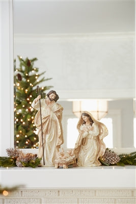 Nativity Holy Family Figurines with Gold Accents (Set of 3)