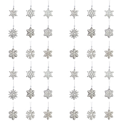 Wooden Mini Snowflake Ornament (Set of 18)
