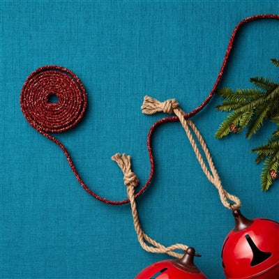 Red Glitter Rope Ribbon (Set of 12 Rolls)