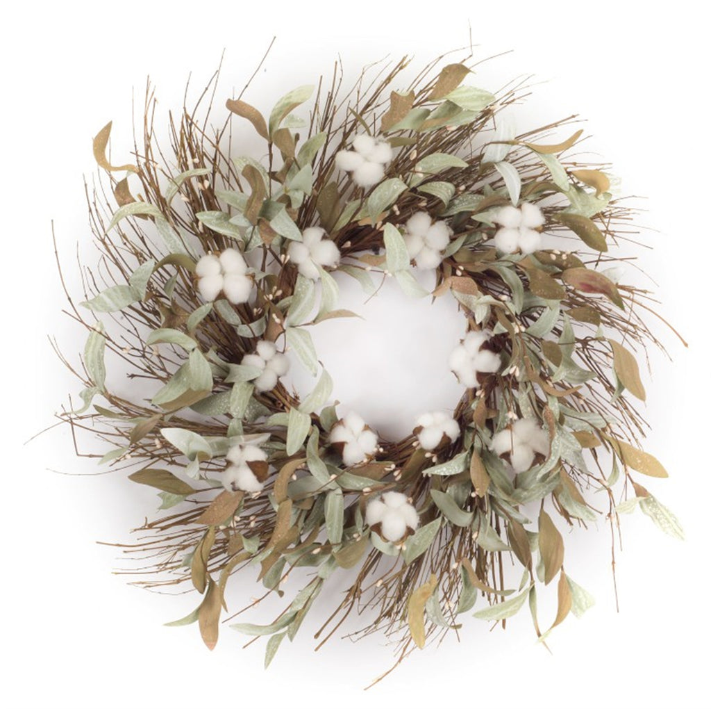 Cotton-Leaf Wreath 28"D