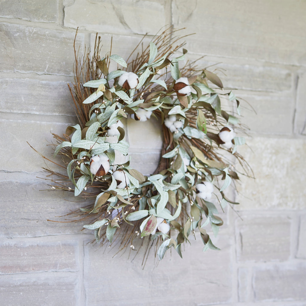 Cotton-Leaf Wreath 28"D