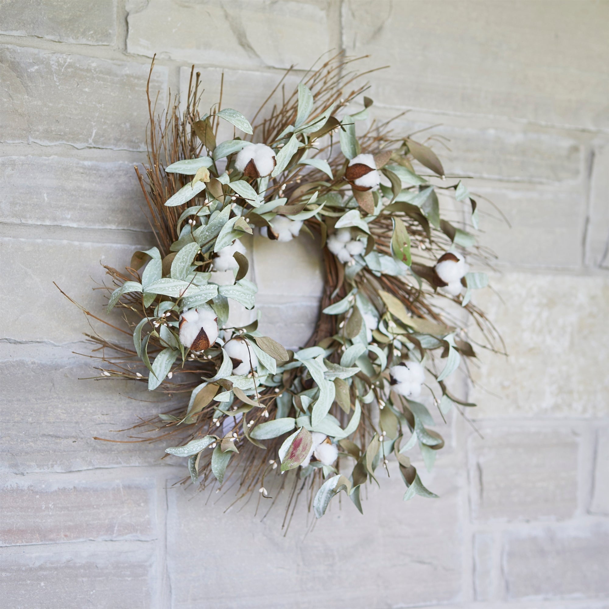 Cotton-Leaf Wreath 28"D