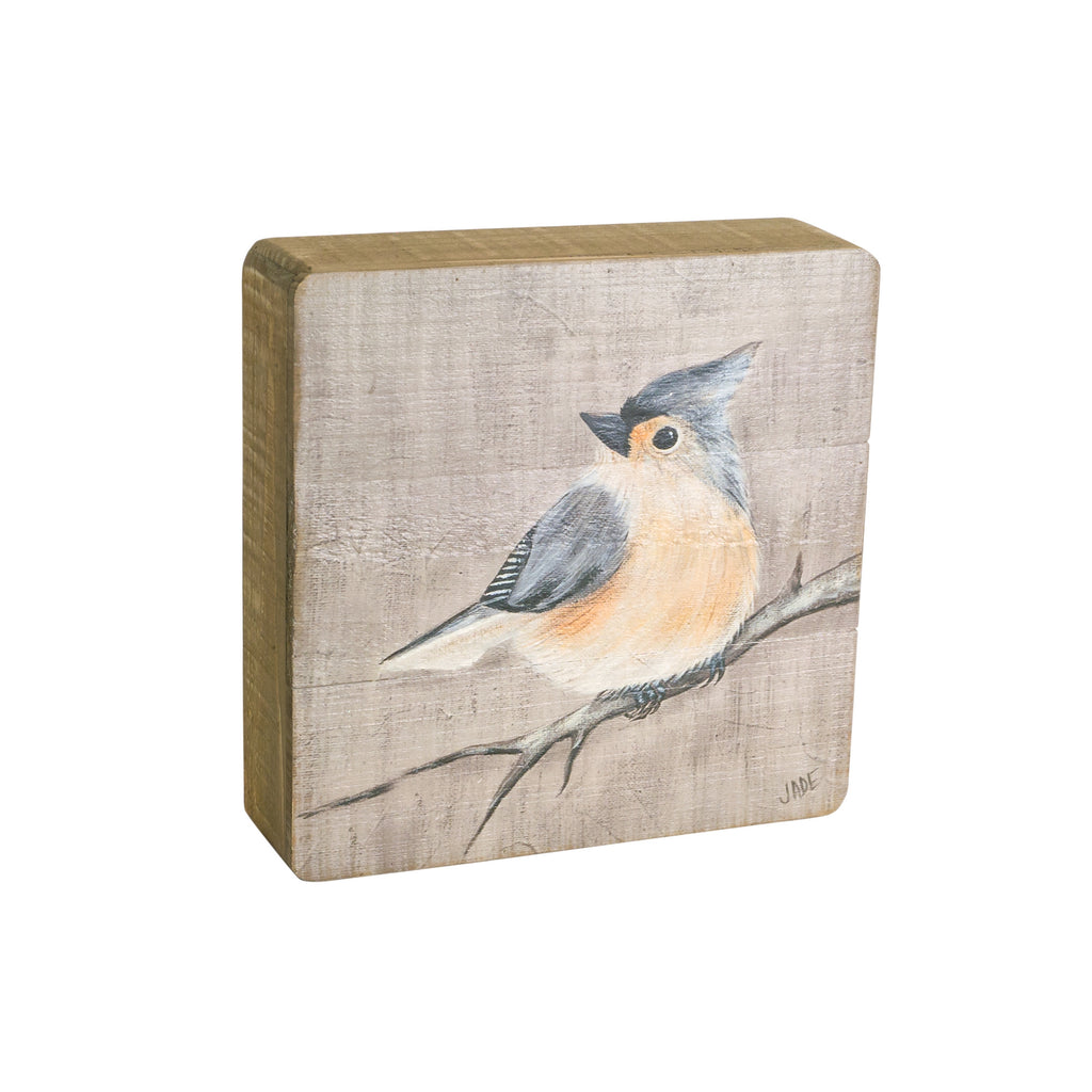 Rustic Wood Bird Plaque (Set of 4)