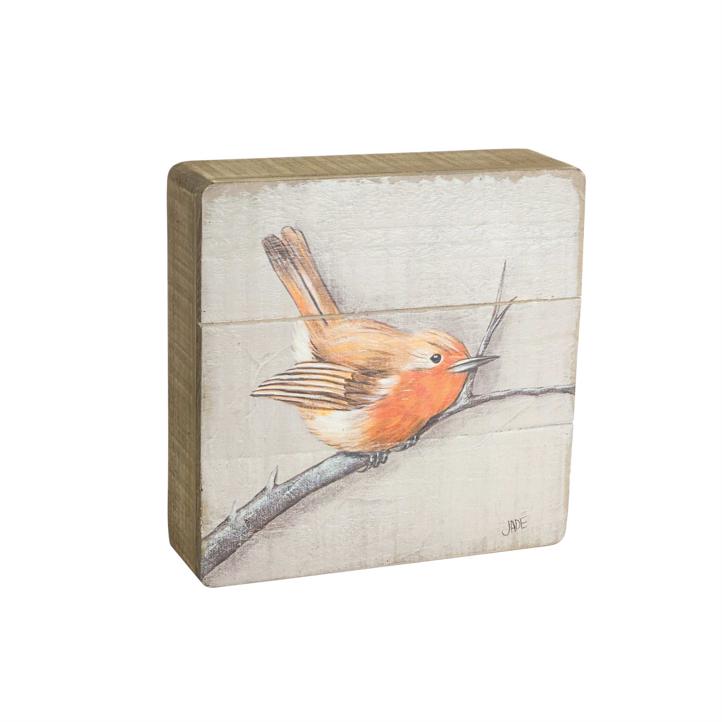 Rustic Wood Bird Plaque (Set of 4)