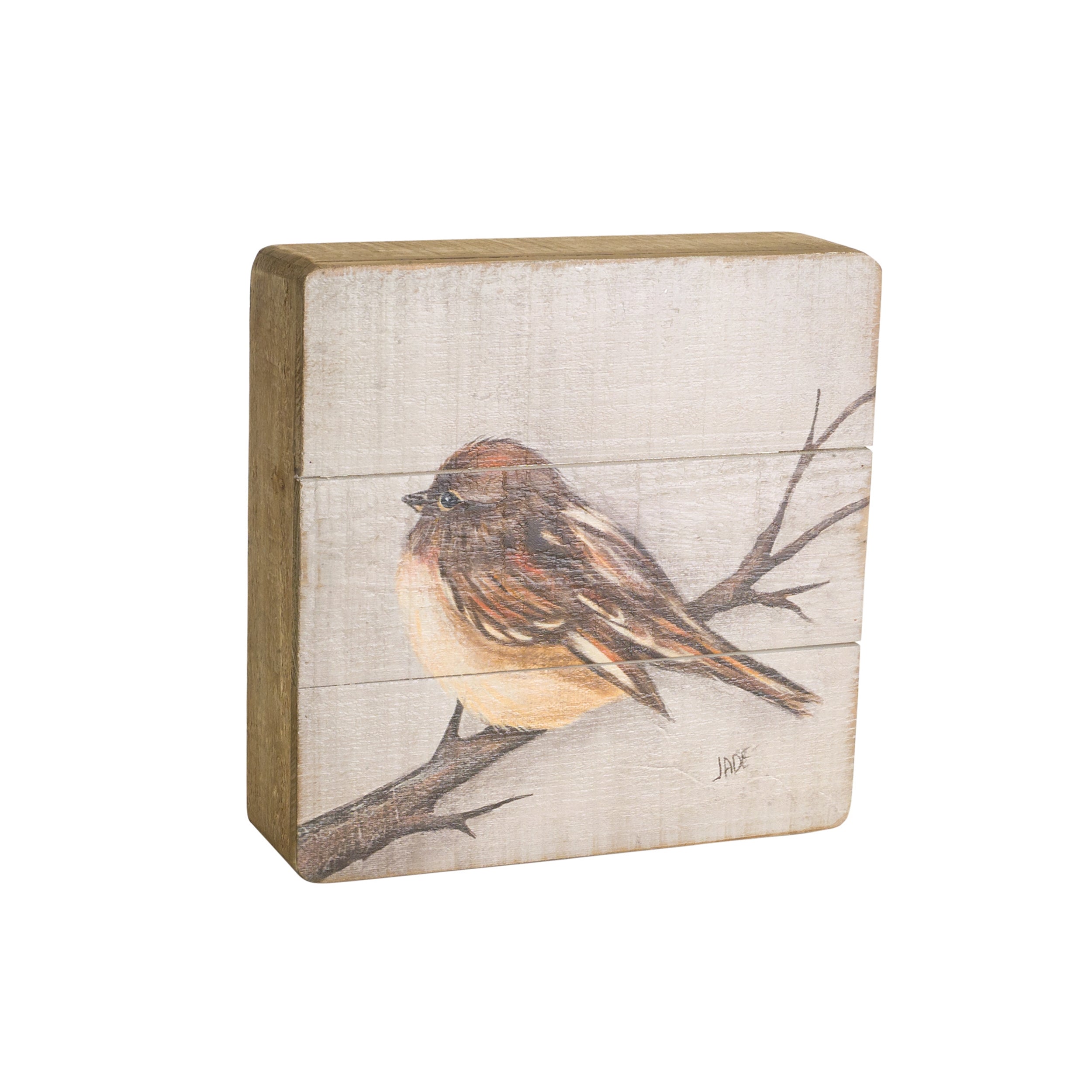Rustic Wood Bird Plaque (Set of 4)