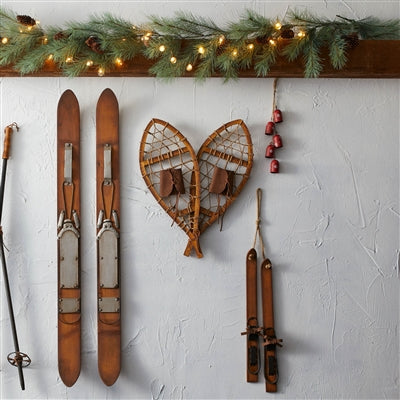 Vintage Wood Hanging Snow Shoe Decor (Set of 4)
