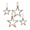 Natural Wooden Star Ornament with Jute Hanger (Set of 4)