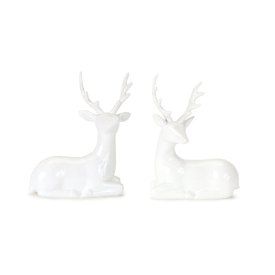 Modern White Winter Deer Figurine (Set of 12)