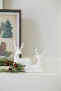 Modern White Winter Deer Figurine (Set of 12)
