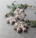 Beaded Wood Design Snowflake Decor (Set of 3)