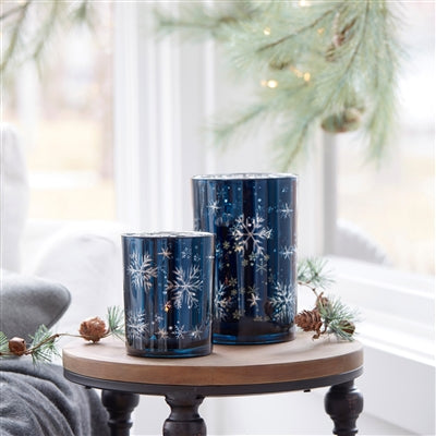 Frosted Votive Candle Holder with Snowflake Design (Set of 2)