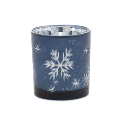 Frosted Votive Candle Holder with Snowflake Design (Set of 3)