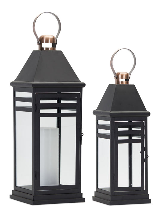 Modern Metal Lantern with Gold Accent (Set of 2)