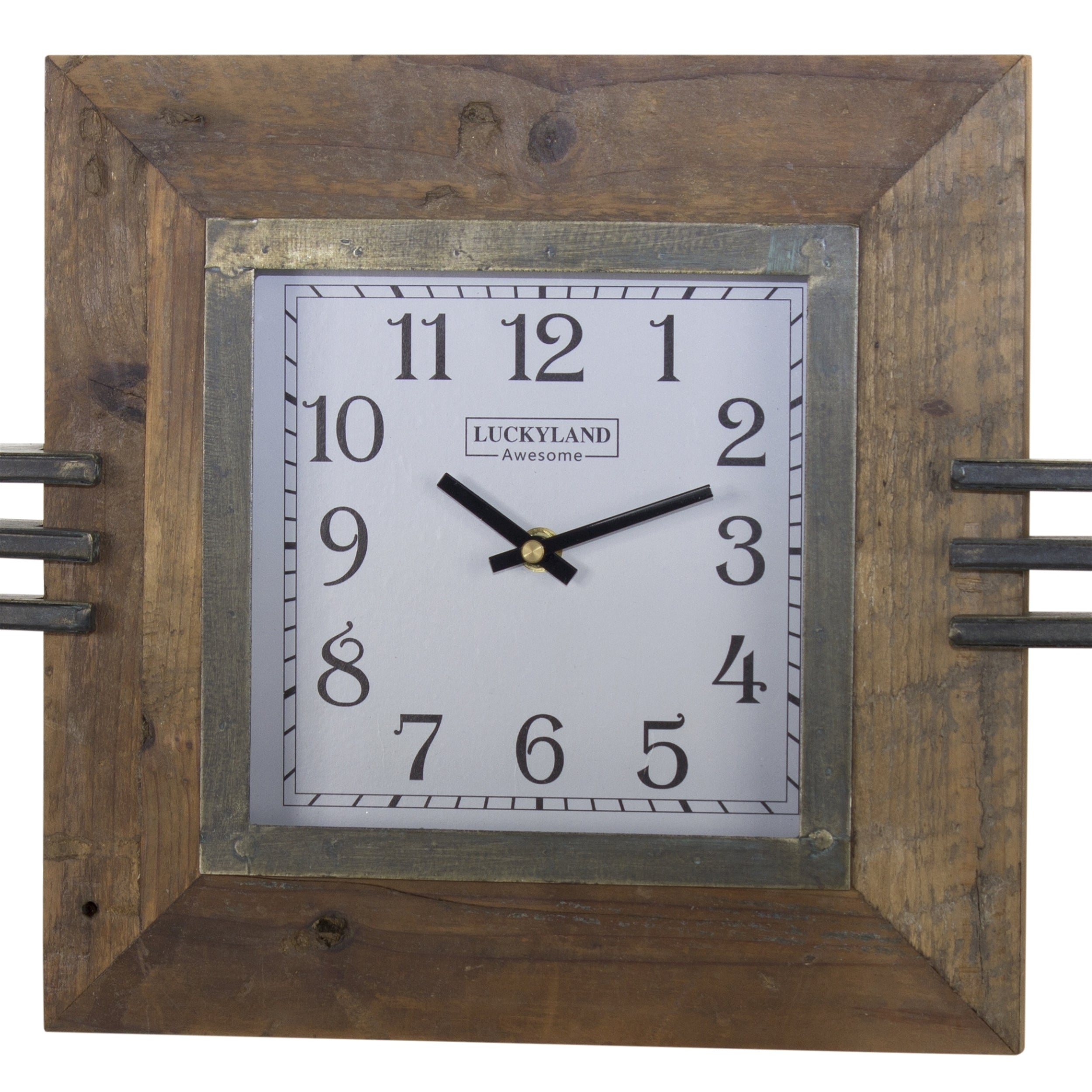 Clock On Stand 15" x 17.5"H Iron/Wood