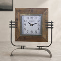 Clock On Stand 15" x 17.5"H Iron/Wood