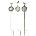 Ornamental Metal Garden Stake with Bird and Insect Accents (Set of 3)